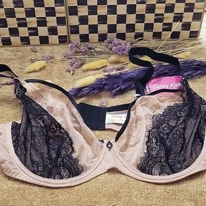 Curvy Kate 38G Lifestyle Lace Plunge Bra Latte/Black